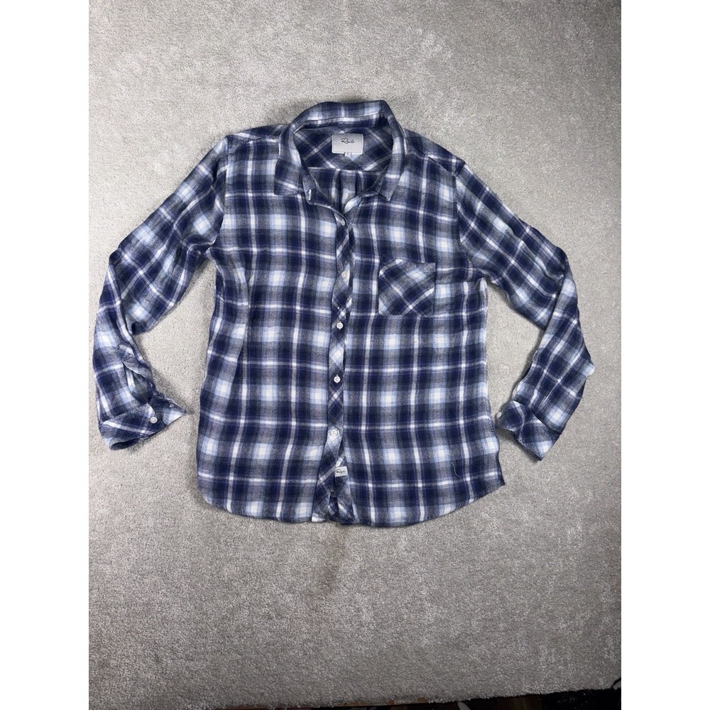 Rails Hunter Shirt Womens Large Blue Patriot Sky Plaid Button Long Sleeve Top